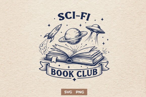 Download Sci-Fi Book Club SVG - Science Fiction - Book Collection