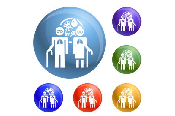Download Old Woman Pneumonia Lung Icons Set - Man Collection
