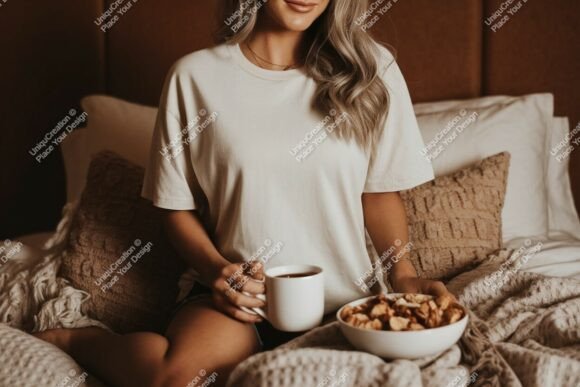 Download Woman Wearing Cream T Shirt Holding Coff - Man Collection