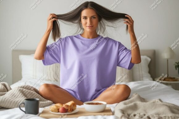 Download Woman Holding Hair in Lavender Shirt Ima - Man Collection