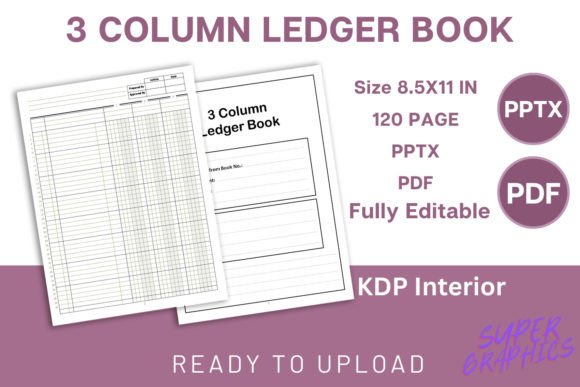 Download 3 Column Accounting Ledger Book | KDP - Book Collection