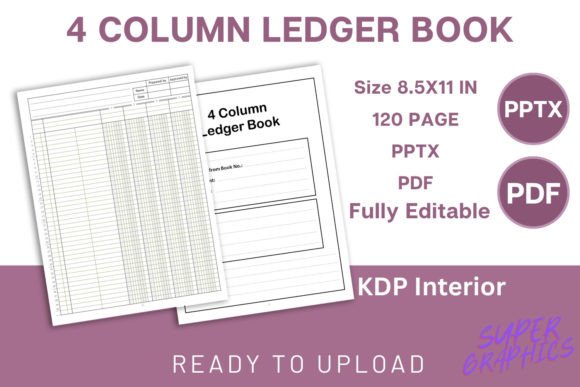Download 4 Column Accounting Ledger Book KDP - Book Collection
