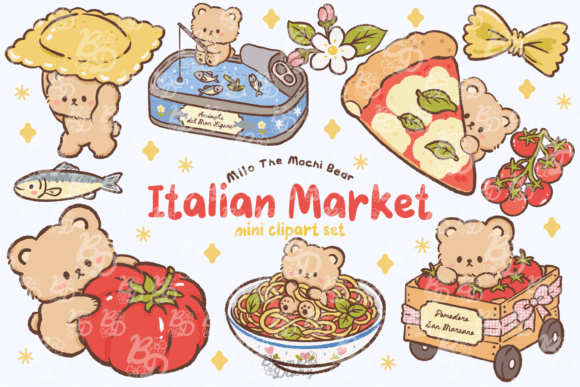 Download Kawaii Bear Italian Market Clipart - Market Collection