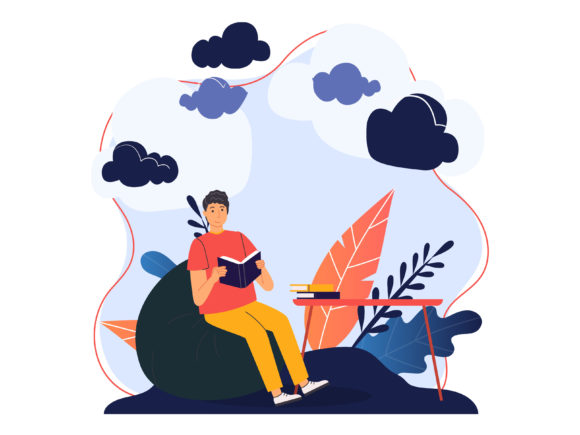 Download Flat Illustration Asset - Reading Book - Book Collection