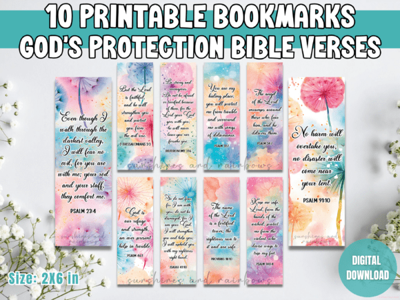 Download God's Protection Bible Verses Bookmarks - Book Collection