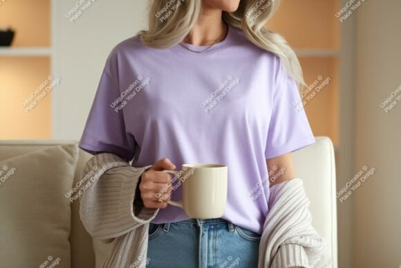Download Woman Wearing Lavender T Shirt Holding M - Man Collection