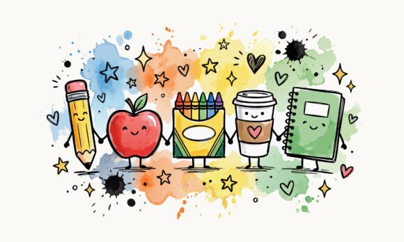 Download Kawaii School Friends Doodle Sublimation - School Collection