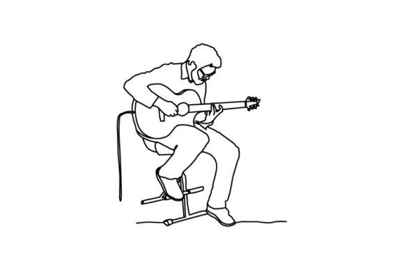 Download Line Art Drawing of a Man Playing a Song - Man Collection