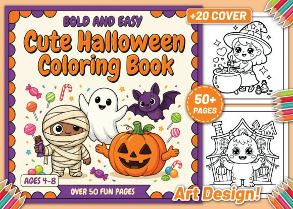 Download Bold Easy Cute Halloween Coloring Book - Book Collection